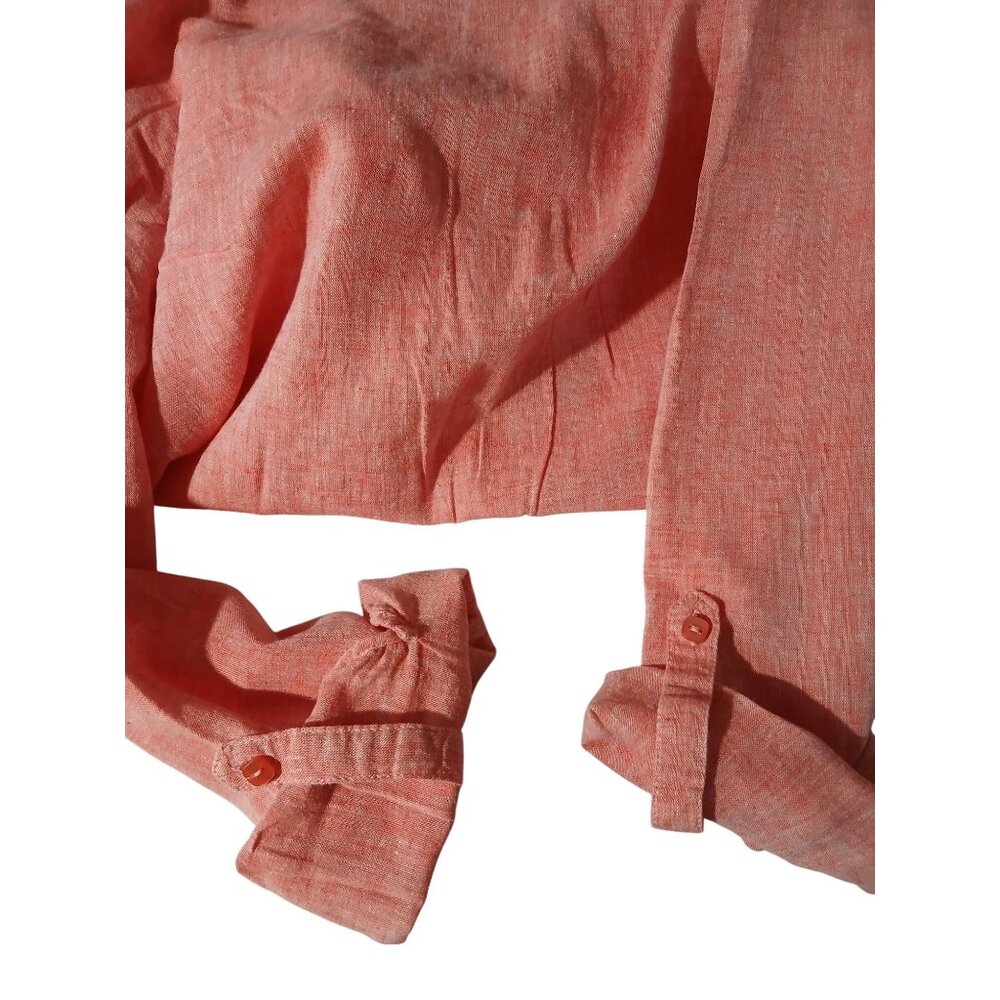 For Cynthia Womens Coral Linen Tunic Top Button Front 3/4 Sleeves Size XL Plus - Picture 12 of 13